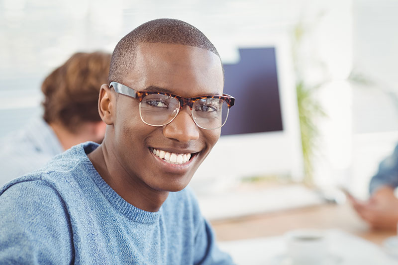 Young african american male wearing trendy eyewear